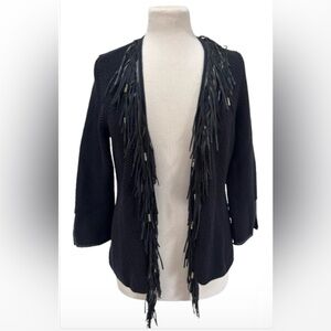 Size 1 Chico’s Black Fringe Cardigan